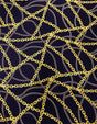 Gold Chains Print Polyester Spandex Fabric - Gold Chain Print, Navy, White, 58-60 Inches Wide