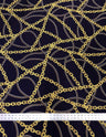 Gold Chains Print Polyester Spandex Fabric - Gold Chain Print, Navy, White, 58-60 Inches Wide