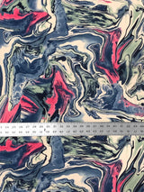 Colorful Abstract Marble Print Bulgari Polyester Spandex Fabric - Multicolor Abstract Marble, 58"-60" Width