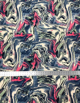 Colorful Abstract Marble Print Bulgari Polyester Spandex Fabric - Multicolor Abstract Marble, 58"-60" Width