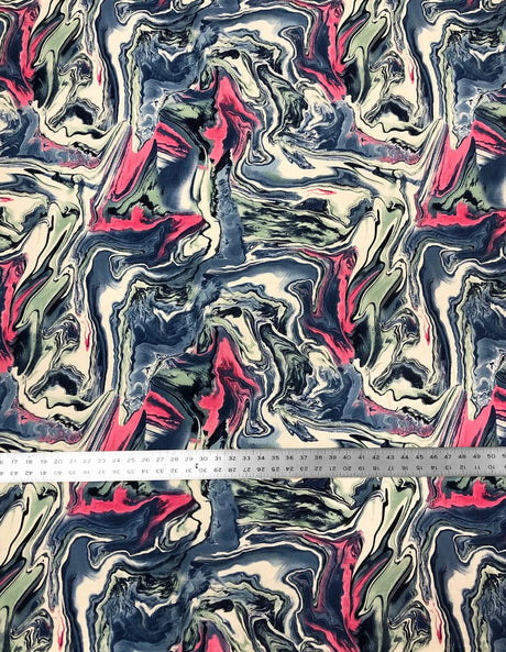 Colorful Abstract Marble Print Bulgari Polyester Spandex Fabric - Multicolor Abstract Marble, 58"-60" Width