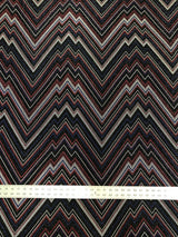 Zig Zag Print On Textured Jacquard Nylon Metallic Spandex Fabric - Black, Red, White, Blue, Zig Zag Print, 58"-60" Width