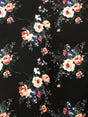 Big Floral Print Polyester Spandex Fabric - Black Floral Print, 58" Width
