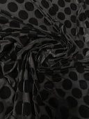 1.5 Inch Circles On Burnout Velvet Polyester Spandex Fabric - Black, Dark Camel, Wine, 58"-60" Width