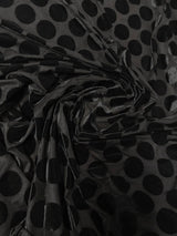 1.5 Inch Circles On Burnout Velvet Polyester Spandex Fabric - Black, Dark Camel, Wine, 58"-60" Width