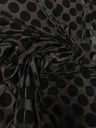 1.5 Inch Circles On Burnout Velvet Polyester Spandex Fabric - Black, Dark Camel, Wine, 58"-60" Width