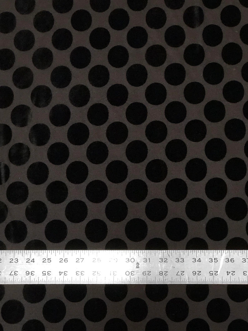 1.5 Inch Circles On Burnout Velvet Polyester Spandex Fabric - Black, Dark Camel, Wine, 58"-60" Width