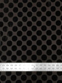 1.5 Inch Circles On Burnout Velvet Polyester Spandex Fabric - Black, Dark Camel, Wine, 58"-60" Width