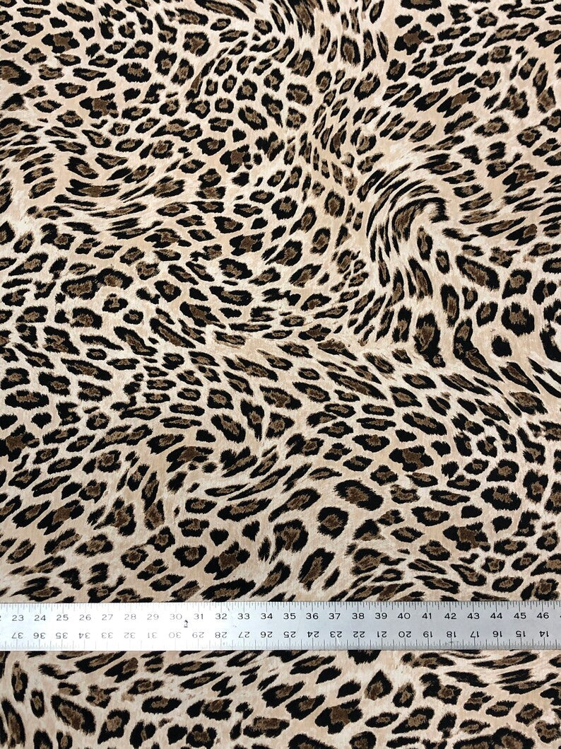 Leopard Print Polyester Spandex Fabric - Leopard Print, 58" Width