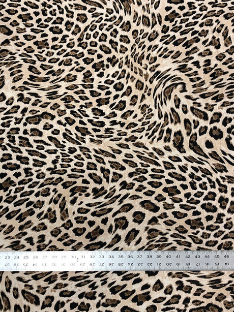 Leopard Print Polyester Spandex Fabric - Leopard Print, 58" Width