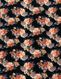 Beautiful Floral Print On Black Polyester Spandex Bulgari Fabric - Black Floral Print, 58"-60" Width