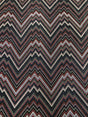 Zig Zag Print On Textured Jacquard Nylon Metallic Spandex Fabric - Black, Red, White, Blue, Zig Zag Print, 58"-60" Width