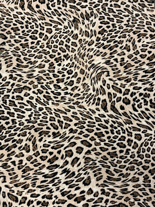 Leopard Print Polyester Spandex Fabric - Leopard Print, 58" Width