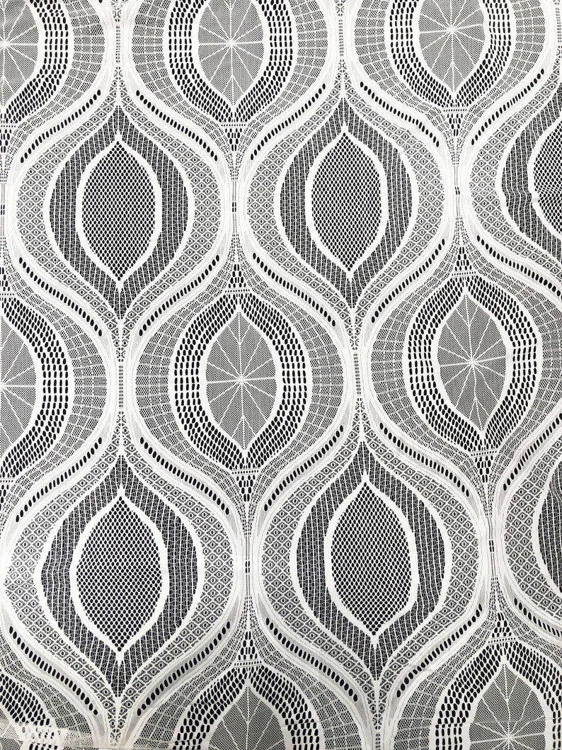 Lace Non-Stretch Big Design Polyester Fabric - White, Black