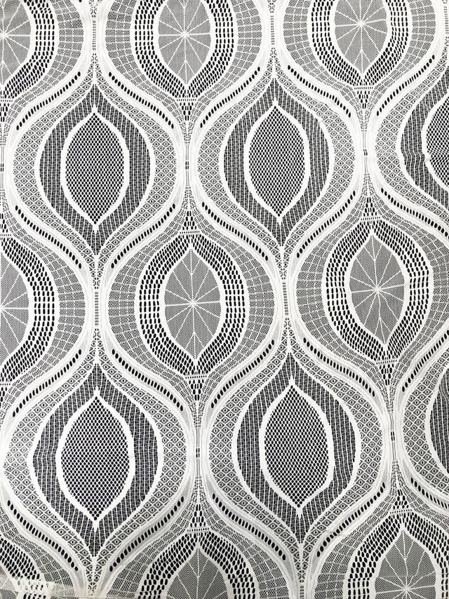 Lace Non-Stretch Big Design Polyester Fabric - White, Black