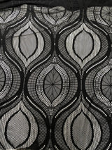Lace Non-Stretch Big Design Polyester Fabric - White, Black