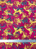 Gold Abstract Design Polyester Spandex Fabric - Gold Abstract Pattern, 58" Width