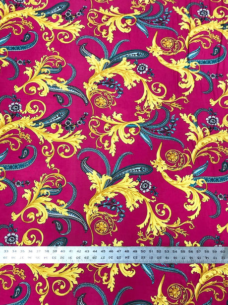 Gold Abstract Design Polyester Spandex Fabric - Gold Abstract Pattern, 58" Width