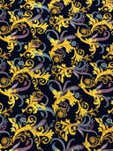 Gold Abstract Design Polyester Spandex Fabric - Gold Abstract Pattern, 58" Width