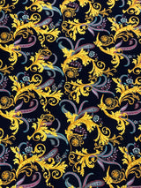 Gold Abstract Design Polyester Spandex Fabric - Gold Abstract Pattern, 58" Width