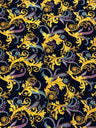 Gold Abstract Design Polyester Spandex Fabric - Gold Abstract Pattern, 58" Width