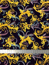 Gold Abstract Design Polyester Spandex Fabric - Gold Abstract Pattern, 58" Width