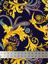 Gold Abstract Design Polyester Spandex Fabric - Gold Abstract Pattern, 58" Width