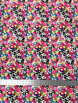Retro Multi Color Circle Abstract Design Nylon Spandex Fabric - Multi Color Abstract Circle Print, 58-60" Width