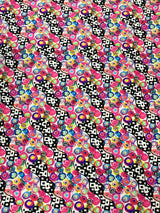 Retro Multi Color Circle Abstract Design Nylon Spandex Fabric - Multi Color Abstract Circle Print, 58-60" Width