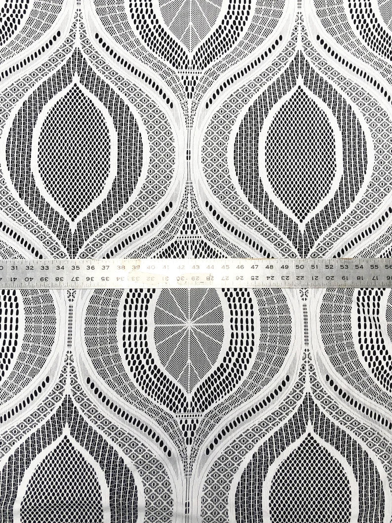 Lace Non-Stretch Big Design Polyester Fabric - White, Black