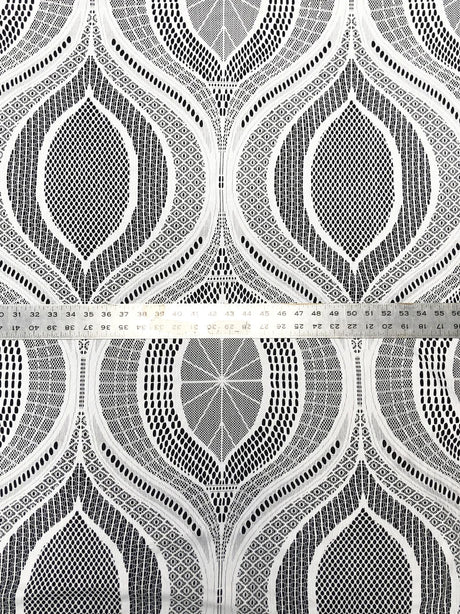 Lace Non-Stretch Big Design Polyester Fabric - White, Black