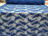 3D Floral Lace Royal Blue with Pearls