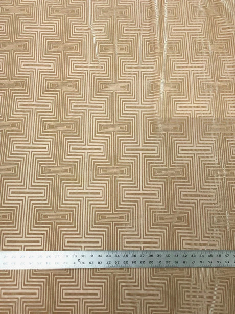 Polyester Spandex Ice Velvet Burnout Fabric - Beige, 2-Way Stretch, 58-60" Width
