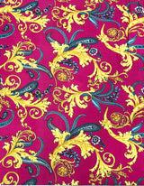 Gold Abstract Design Polyester Spandex Fabric - Gold Abstract Pattern, 58" Width