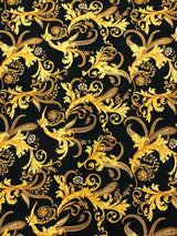 Gold Abstract Design Polyester Spandex Fabric - Gold Abstract Pattern, 58" Width