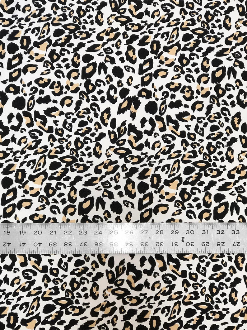 Stretch Yoga Leopard Print Nylon Spandex Fabric - Leopard Print, 58"-60" Width