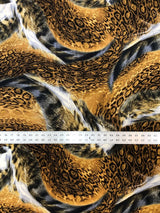 Big Abstract Animal Print Design Polyester Spandex Fabric - Mustard/Gray Abstract Animal Print, 58"-60" Width