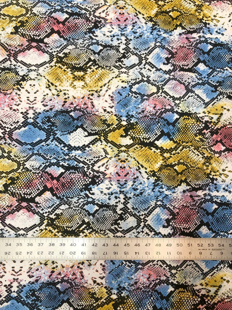 Colorful Snake Print Bulgari Polyester Spandex Fabric - Blue, Purple