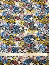 Colorful Snake Print Bulgari Polyester Spandex Fabric - Blue, Purple