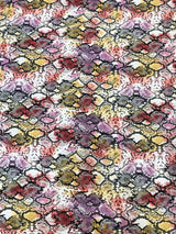 Colorful Snake Print Bulgari Polyester Spandex Fabric - Blue, Purple