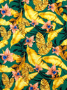Big Hawaiian Flowers Poly Spandex Fabric - Green, Navy, Yellow, Fuchsia Floral Print, 58"-60" Width