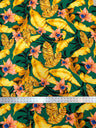 Big Hawaiian Flowers Poly Spandex Fabric - Green, Navy, Yellow, Fuchsia Floral Print, 58"-60" Width