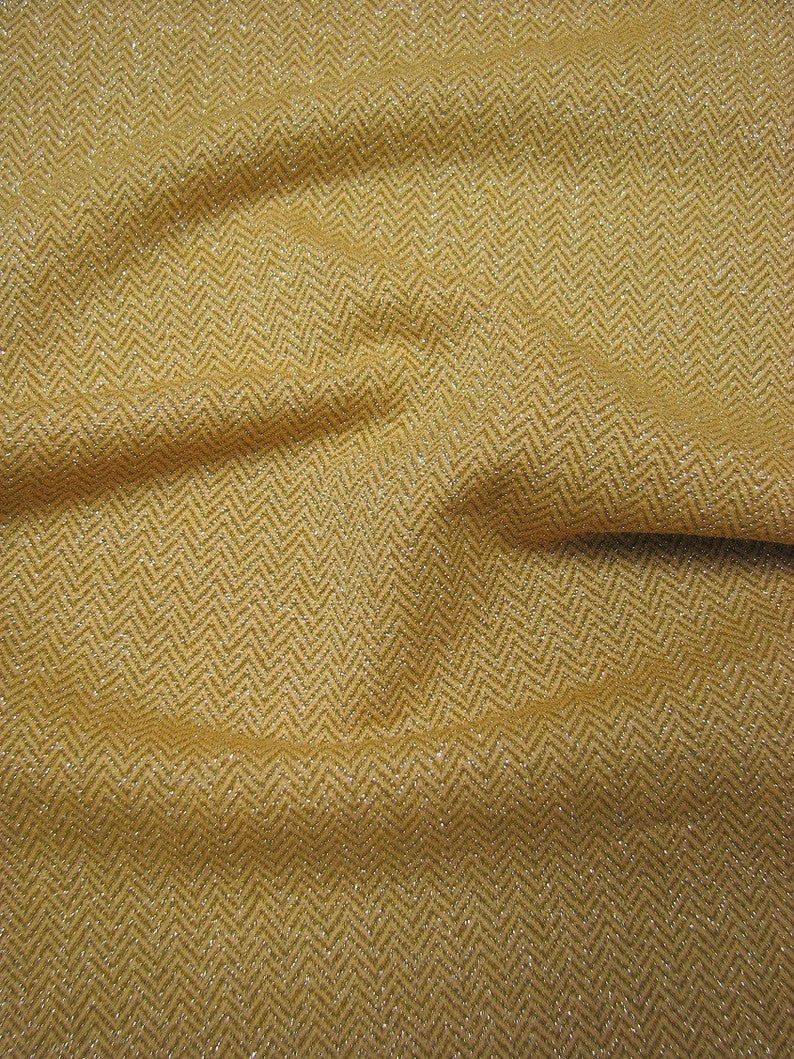 Polyester Spandex Fabric - Dark Gold With Gold Lurex Textured, Gold Textured Pattern, 58-60" Width