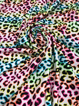 Nylon Spandex Fabric - Neon Rainbow Leopard Print, 57-58" Width