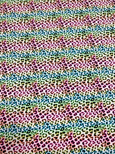 Nylon Spandex Fabric - Neon Rainbow Leopard Print, 57-58" Width