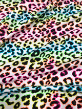 Nylon Spandex Fabric - Neon Rainbow Leopard Print, 57-58" Width