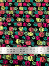 Nylon Spandex Fabric - Medium Weight Neon Pineapples Design, 57-58" Width
