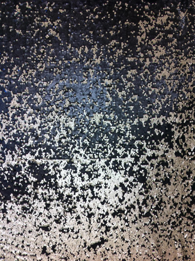 6Mm Matte Black Ivory Reversible Sequins Polyester Mesh Fabric - Sheer Black, 6Mm Sequins, 48" Width