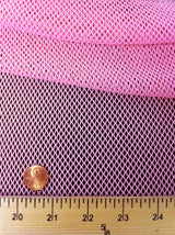 Pink Big Hole Fishnet Mesh Stretch See-Through Nylon Net Fabric - Pink See-Through Fishnet, 58" - 60" Width