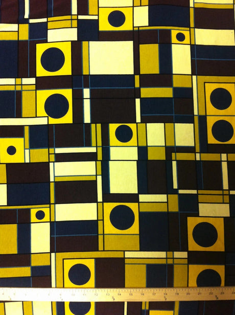 Circles & Squares Modal Spandex Fabric - Geometric Pattern, 58/60" Width